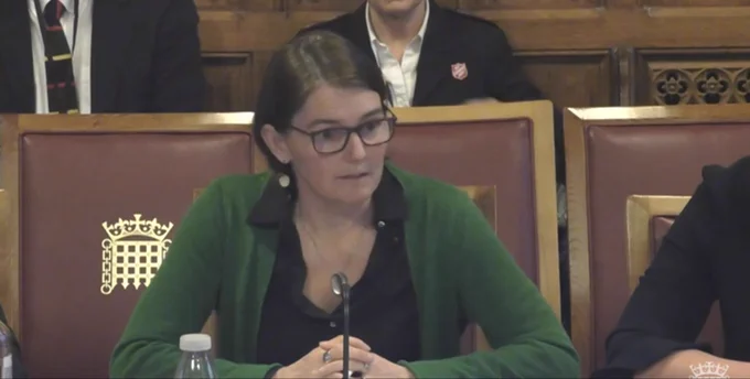 Photograph of Professor Louise Waite giving evidence in the House of Lords