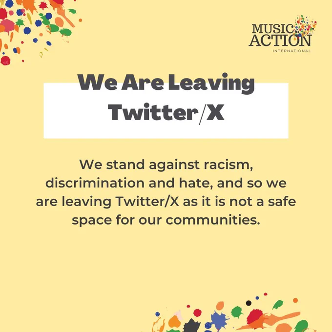 We stand against racism, discrimination and hate, and so we are leaving Twitter/X as it is not a safe space for our communities.