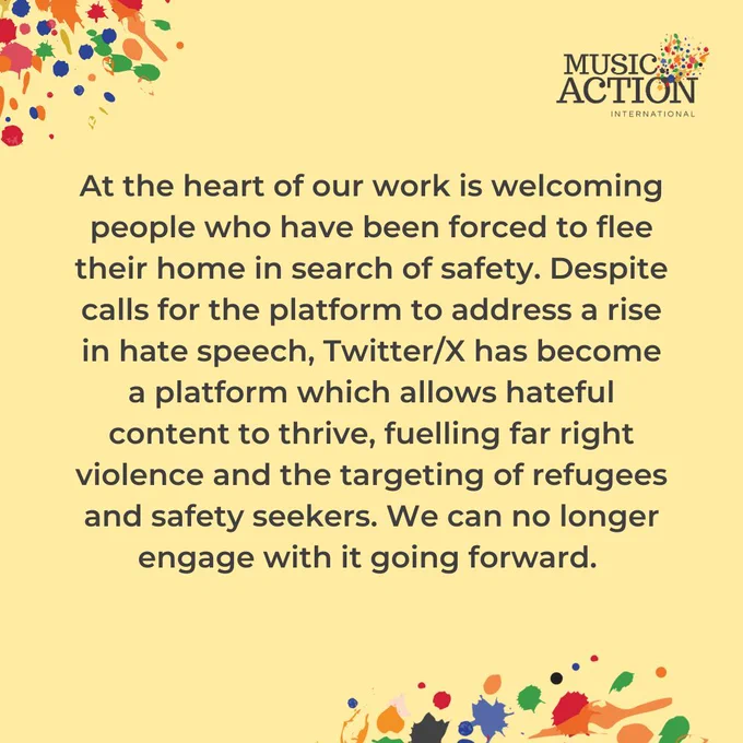 At the heart of our work is welcoming people who have been forced to flee their home in search of safety. Despite calls for the platform to address a rise in hate speech, Twitter/X has become a platform which allows hateful content to thrive, fuelling far right violence and the targeting of refugees and safety seekers. We can no longer engage with it going forward. 