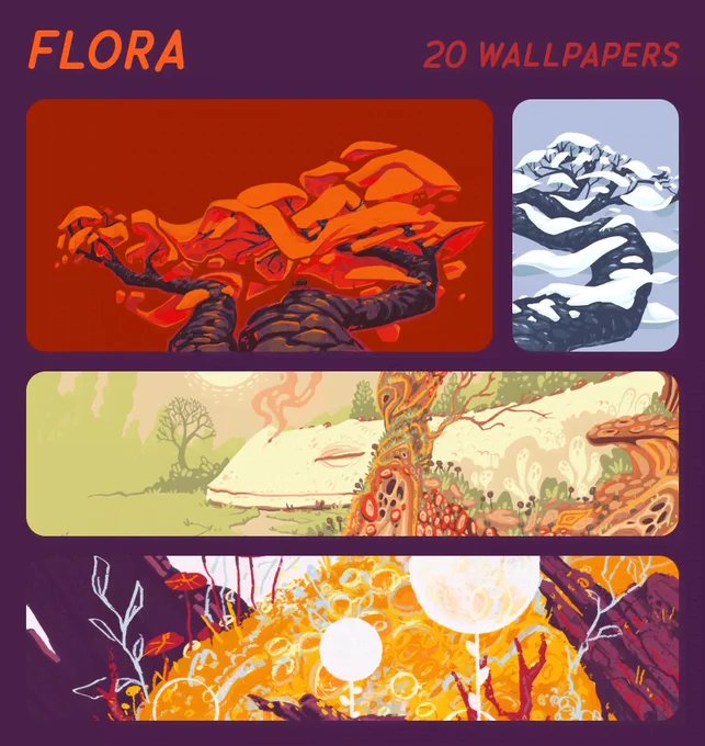 A wallpaper bundle featuring flowers and other flora.