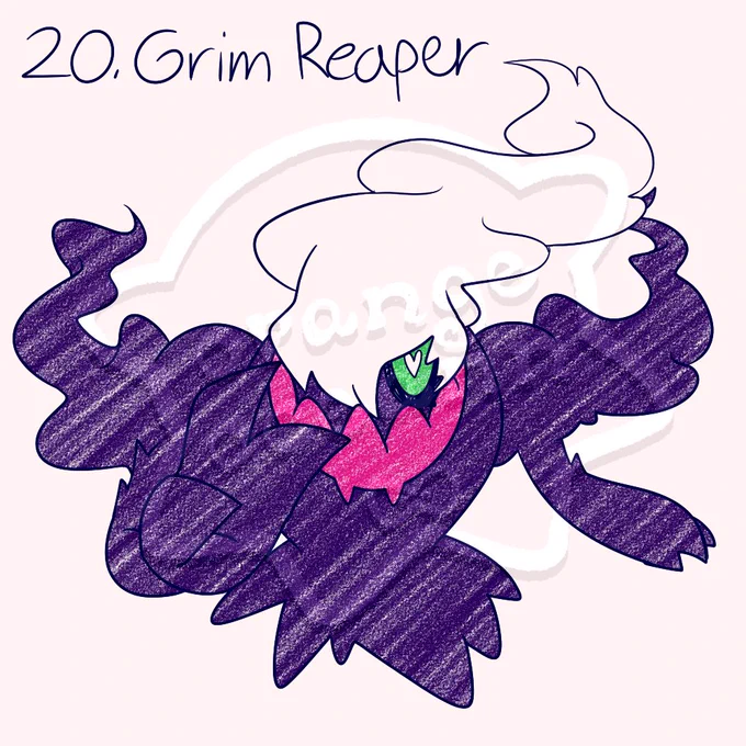 Day 20 of Poketober, the prompt is Grim Reaper. Drawing is of a shiny Darkrai.