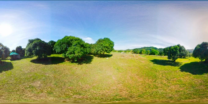A 360-degree panorama of Quezon's picturesque scenery, capturing the breathtaking beauty of its verdant countryside and crystal-clear sky.