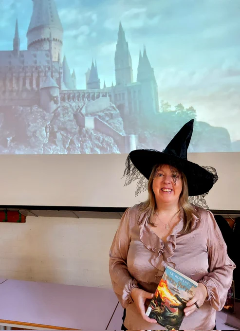 Photo of Argyle head Jemima, dressed as Hogwarts head for today.