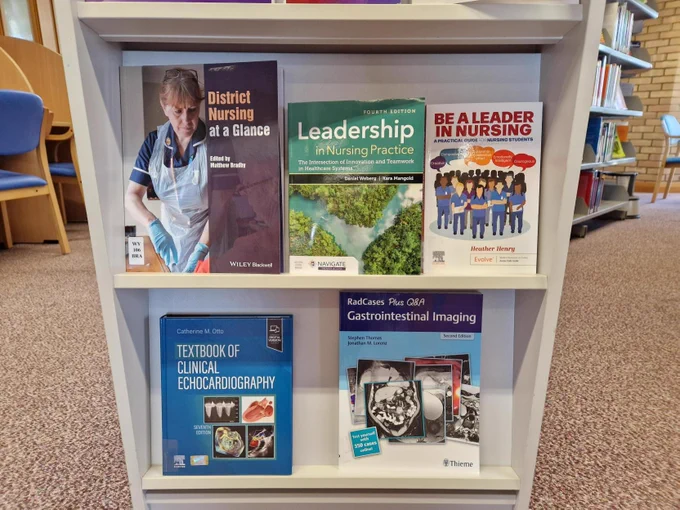 New books displayed on shelves.