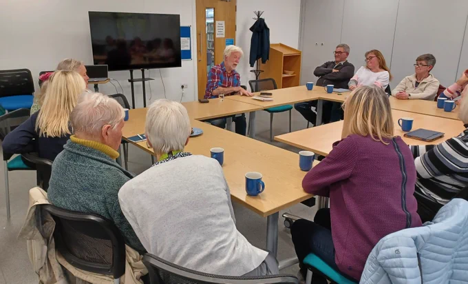 Author Jim Kelly and members of Peeky Blinders reading group