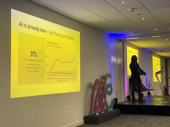 A slide saying AI is already here but it’s not just ChatGP