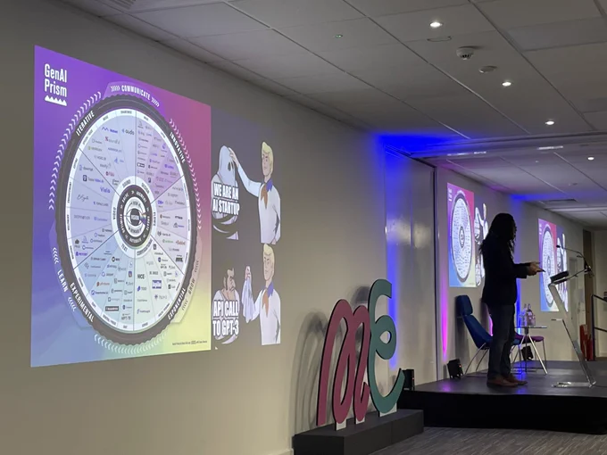 Dan on stage at the Comms Hero conference
