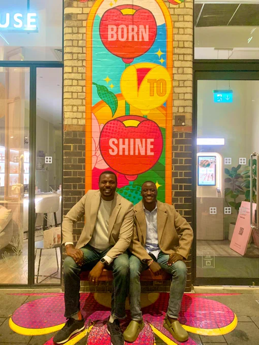 Wycliffe Nyabade and Lennox Omondi having a great night in Central London