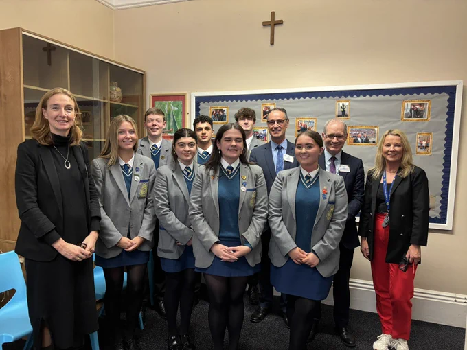 Representatives from Education Departments in England Scotland and Wales and students from Blessed Trinity College