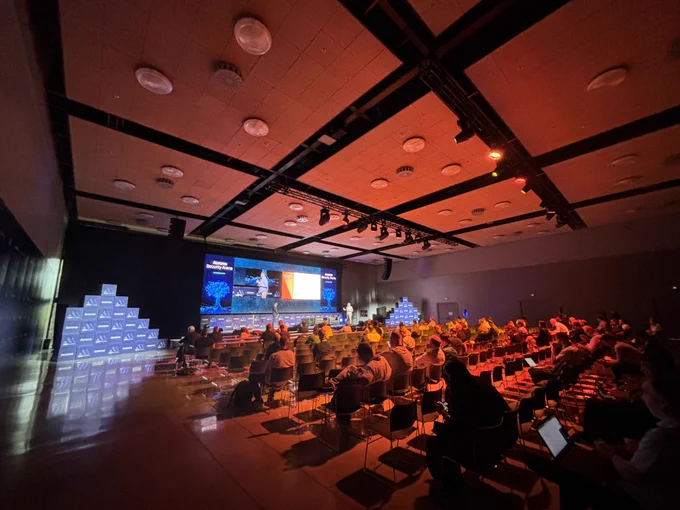 Acronis Security stage, featuring discussions on AI and automation