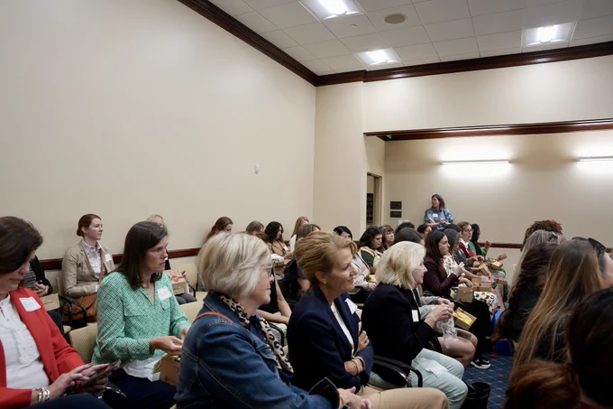 Rep. Lesser speaking to the group Utah Women Run