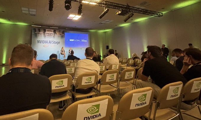 The NVIDIA stage discussed increasing collaboration between MSPs (managed service providers).