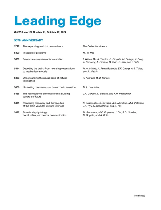 The first page of the Table of Contents for the issue. 