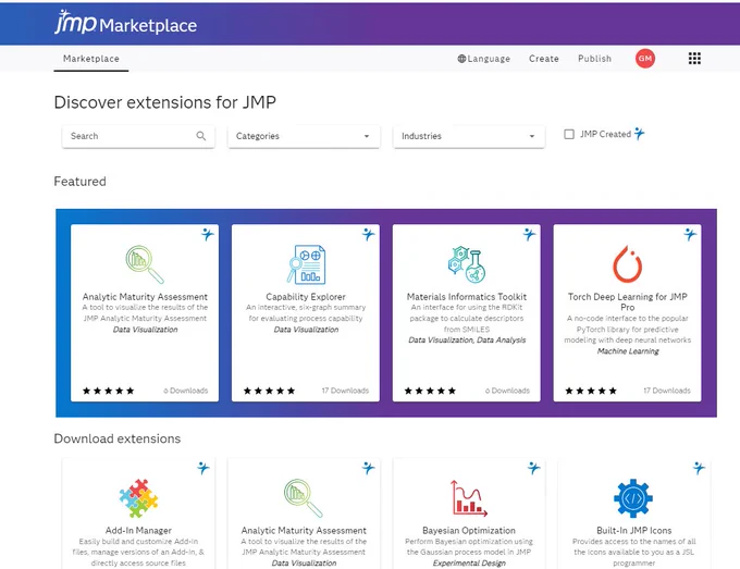 JMP Marketplace is updated regularly to include Add-Ins for extending your JMP capabilities.