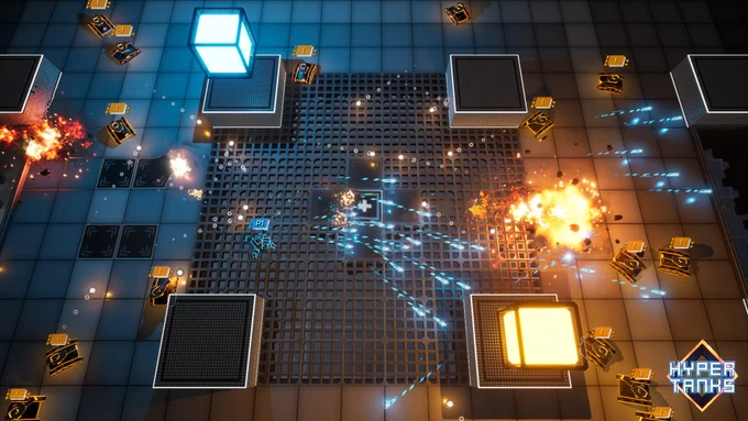 There's a lot of fun action in the futuristic Arenas of Hyper Tanks