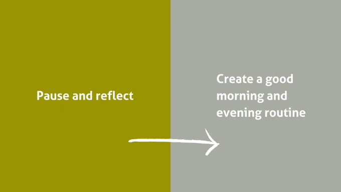 Pause and reflect

Create a good morning and evening routine