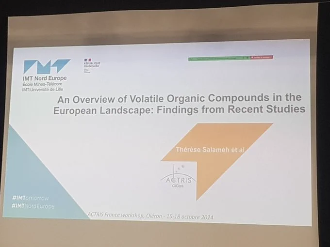 Diapo de titre de la présentation de Thérèse Salameh :
"An overview of Volatile Organic Compounds in the European landscape: Findings from recent studies"