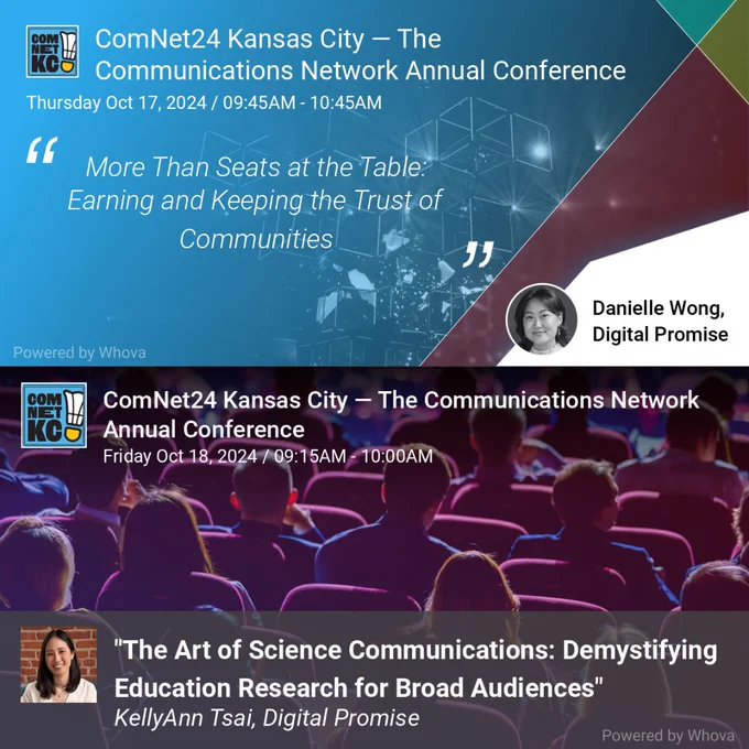 ComNet24 Kansas City- The Communications Network Annual Conference. The top half is Danielle's information and the bottom half is KellyAnn's