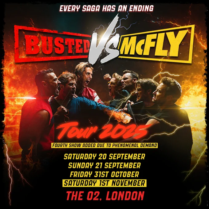 Artwork for Busted vs McFly's shows at The O2