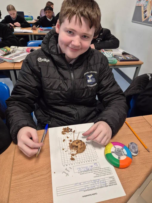 Students excavating chocolate chips