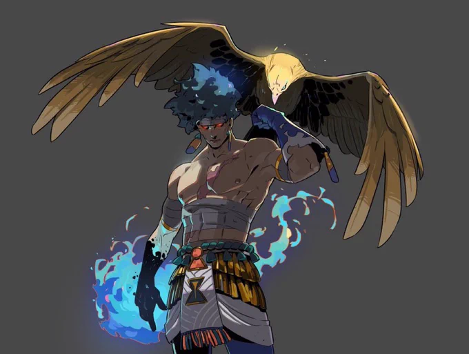Prometheus doing his thing in the new Hades 2 updated, and his liver-eating eagle chilling on his shoulder