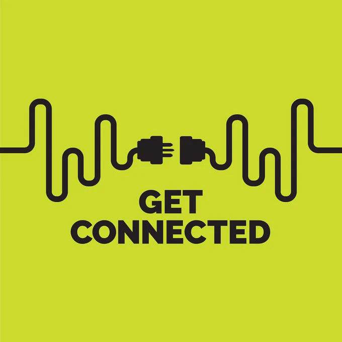 image of two plug connectors with title Get Connected