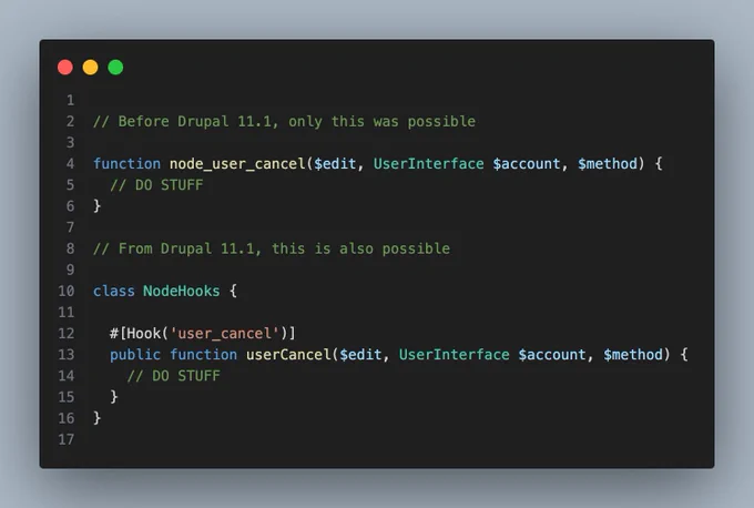 Drupal 11.1 will natively support OOP hooks