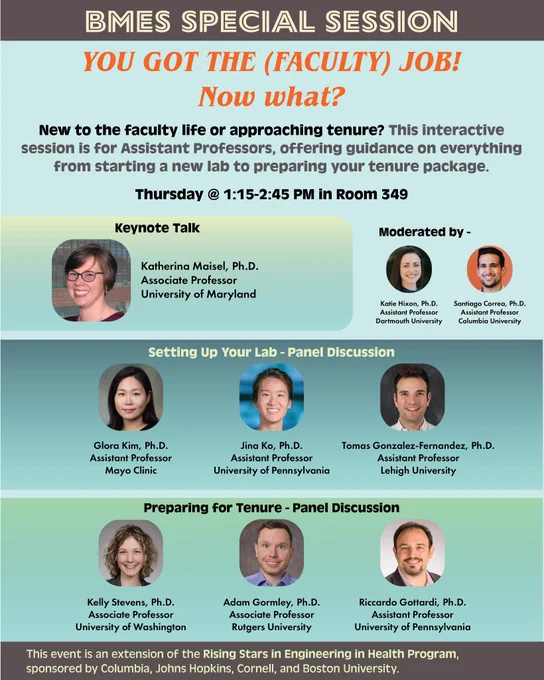 flyer of an event for BMES showing the speakers and moderators. See tweet details for the names of speakers.