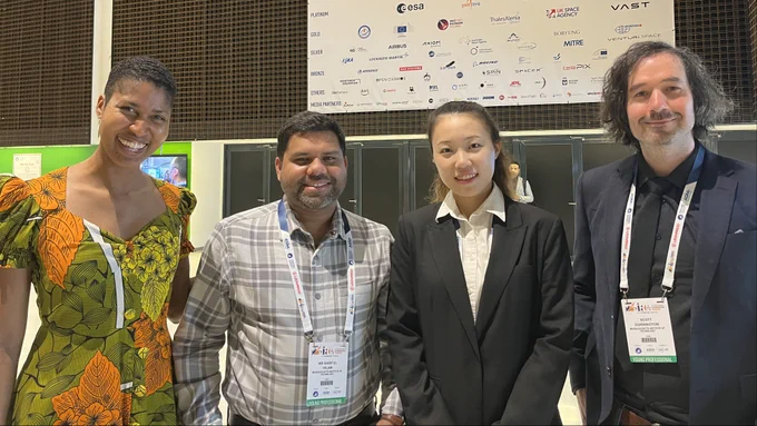 Professor Danielle Wood, Dr. Sharif Islam, Ms. Yiyun Zhang, and Dr. Scott Dorrington at the IAC.