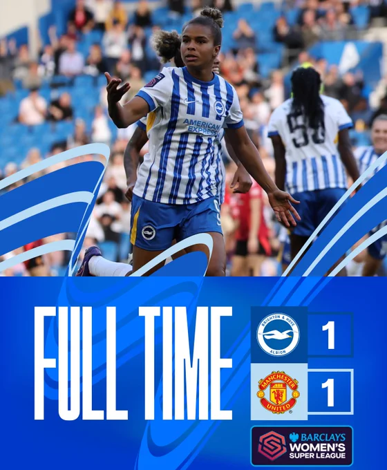 1-1 FT graphic featuring a pic of Nikita celebrating her goal. Well played, Albion!