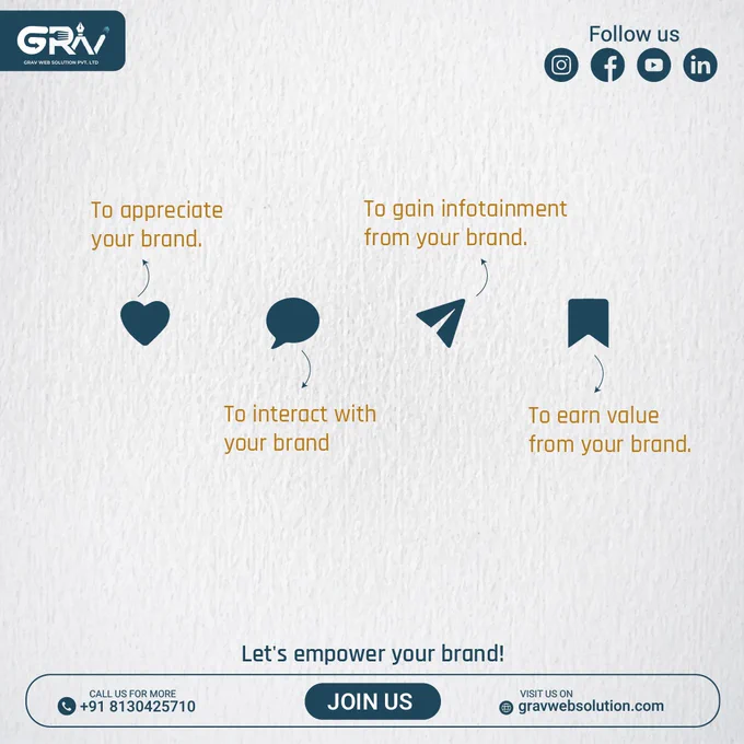 "Let's make your brand shine online."





𝐅𝐎𝐑 𝐌𝐎𝐑𝐄👇
📞 𝟗𝟏 𝟖𝟏𝟑𝟎𝟒𝟐𝟓𝟕𝟏𝟎, 𝟖𝟖𝟎𝟎𝟖𝟕𝟑𝟎𝟓𝟔

www.gravwebsolution.com



#digitalmarketing #marketingstrategy #businessgrowth #onlinebusiness #branding #socialmedia #seo #gmb #gravwebsolution