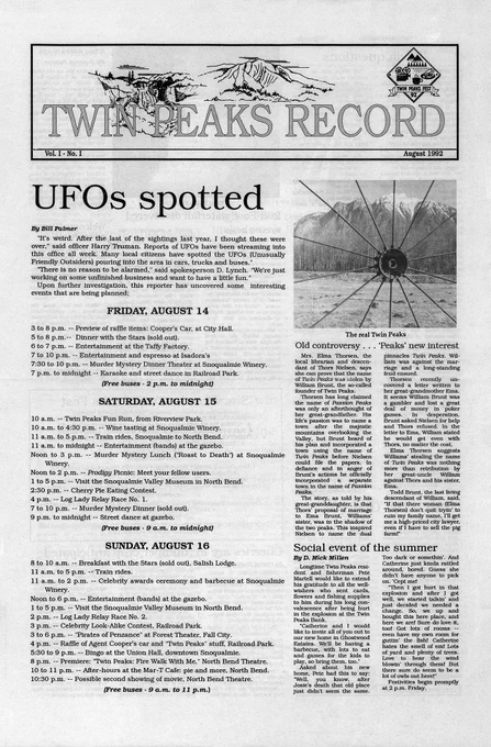 Twin Peaks Record newspaper cover stories