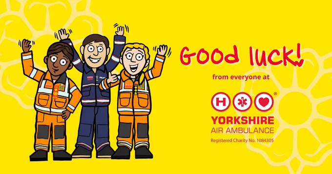 Image shows graphic of YAA mascots waving and a message of good luck.