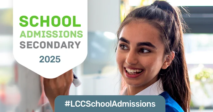 Secondary school girl writing on board. School admissions secondary 2025. #LCCSchoolAdmissions