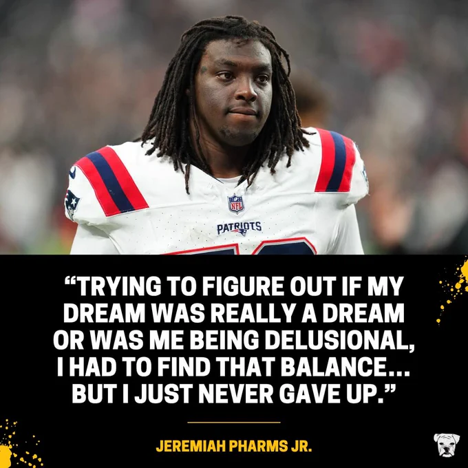 Jeremiah Pharms Jr. quote: "Trying to figure out if my dream was really a dream or was me being delusional, I had to find that balance...but I just never gave up."