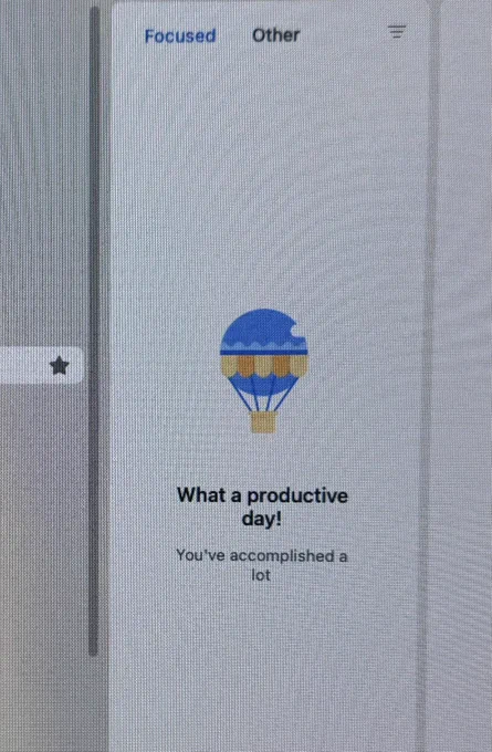 An empty email inbox with the words - what a productive day! You’ve accomplished a lot!