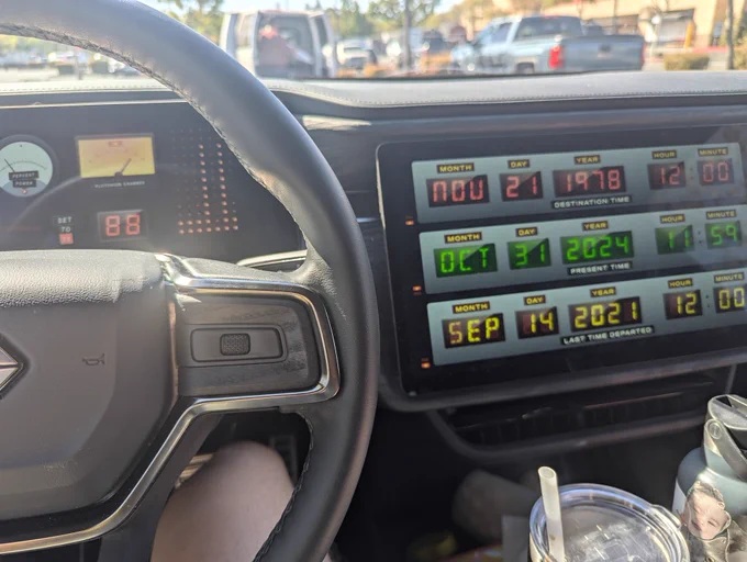 Photo of rivian displays to look like the back to the future car