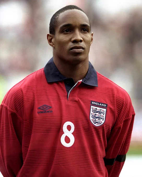 Paul Ince lines up ahead of an England game against Belgium in 1999.