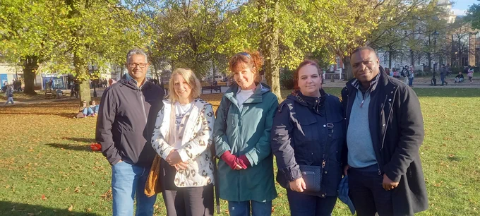 End of walk on College Green