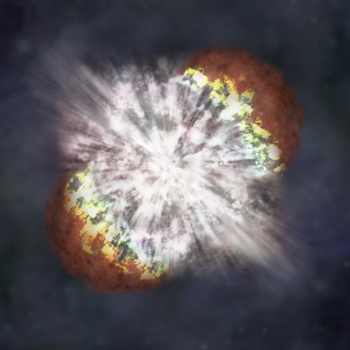 Illustration artistique d’une supernova (crédit NASA/CXC/M.Weiss)

SN2023ixf est une supernova découverte par un astronome amateur le 19 mai 2023 dans Messier 101. Sa courbe de lumière, établie par quantité d'instruments montre son éclat augmenter pendant plusieurs jours, puis pendant plusieurs semaines se stabiliser et ensuite décroitre.