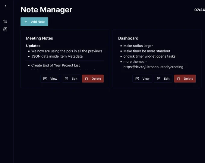 Notes as cards