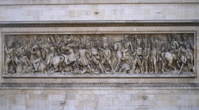 Représentation de la bataille d'Austerlitz sur les reliefs de l'Arc de triomphe 
© Patrick Müller / Centre des monuments nationaux