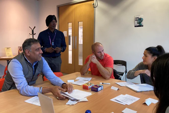 Workshop attendees work together developing ideas to help them on their way to business success with our qualified business advisors.