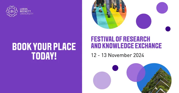 Graphic reading 'Book your place today! Festival of Research and Knowledge Exchange - 12 - 13 November 2024'