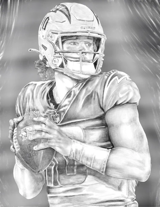 Pencil style digital drawing of footbal player 