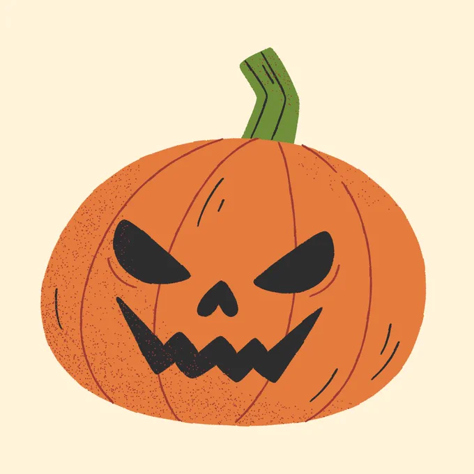 cartoon illustration of a pumpkin with a carved face