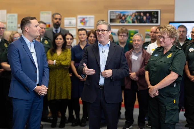 Prime Minister Keir Starmer and Secretary of Health and Social Care, Wes Streeting launch the NHS 10 Year Plan Consultation at the London Ambulance Service Dockside Centre.