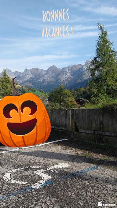 Balade dans les aravis , promenade en forêt, haute-savoie, place handicapee, citrouille 
