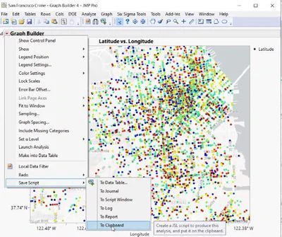 Use hover lables to drill into, pin, view, and save details of JMP reports. Save Script to Clipboard to start nesting graphlet Hover Label code.
