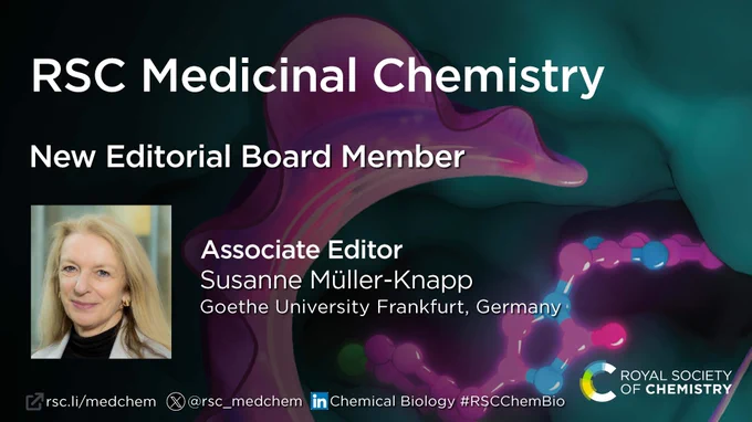 RSC Medicinal Chemistry New Associate Editor, Susanne Müller-Knapp, promotional slide.